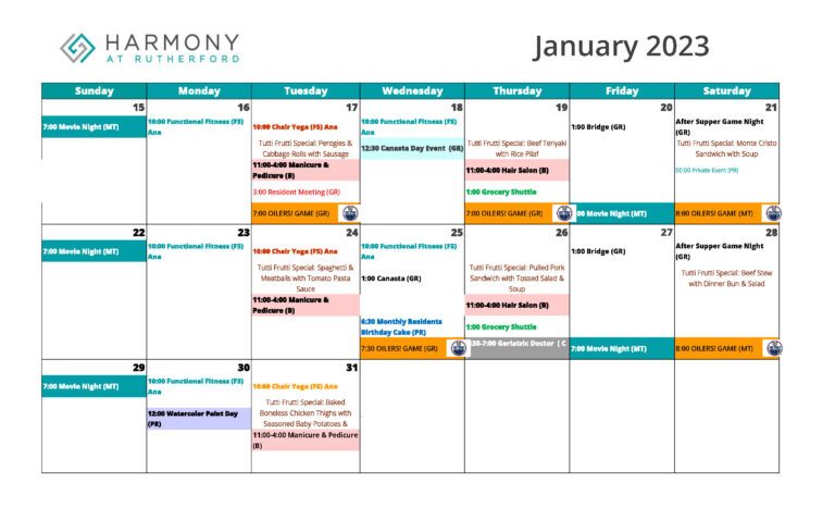 ACTIVITIES & EVENTS CALENDAR JANUARY 2023 - JAN 15 - 31